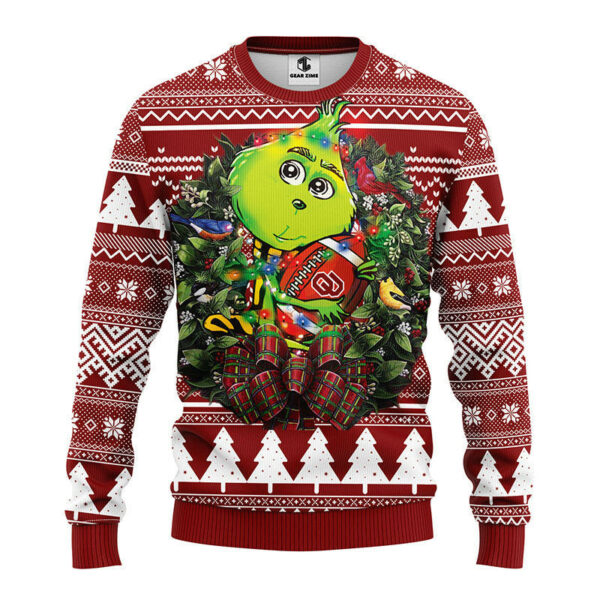 Oklahoma Sooners Grinch Hug Ugly Christmas Sweater 1.jpeg