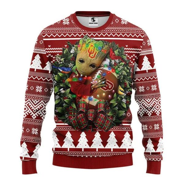 Oklahoma Sooners Groot Hug Ugly Christmas Sweater