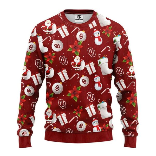 Oklahoma Sooners Santa Claus Snowman Ugly Christmas Sweater