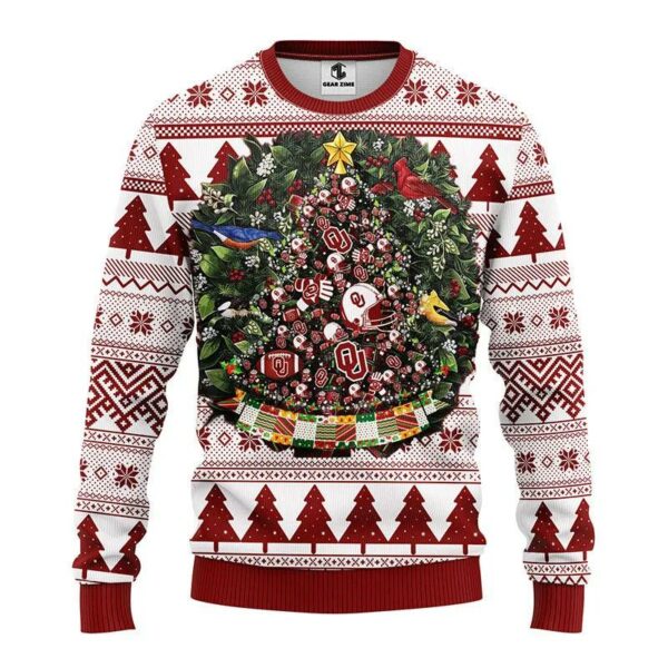 Oklahoma Sooners Tree Ball Ugly Christmas Sweater