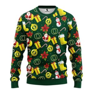 Oregon Ducks Santa Claus Snowman Ugly Christmas Sweater