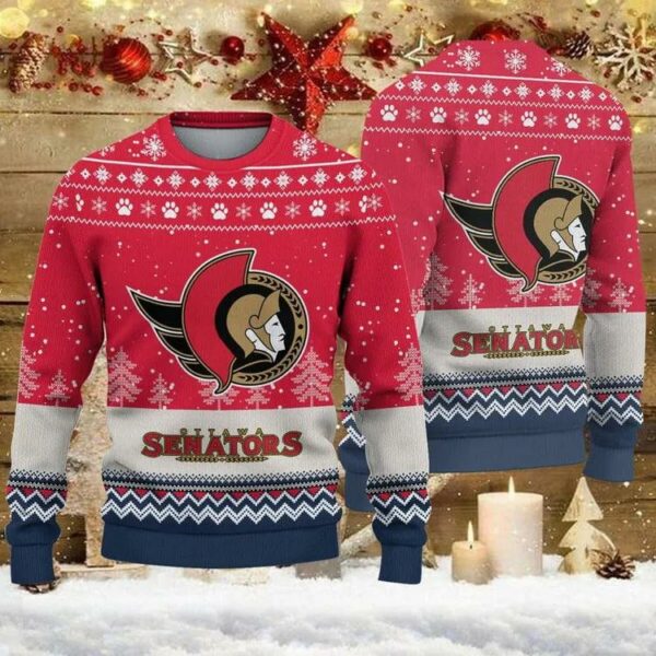 Ottawa Senators Big Logo Ugly Christmas Sweater