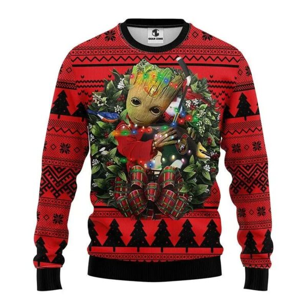 Ottawa Senators Groot Hug Ugly Christmas Sweater