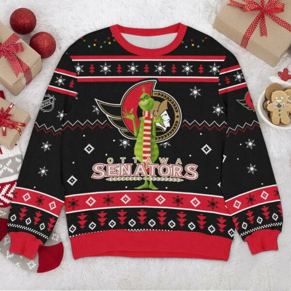 Ottawa Senators NHL Grinch Ugly Christmas Sweater