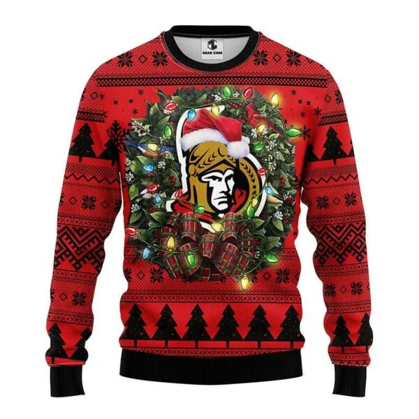 Ottawa Senators Santa Hat Ugly Christmas Sweater