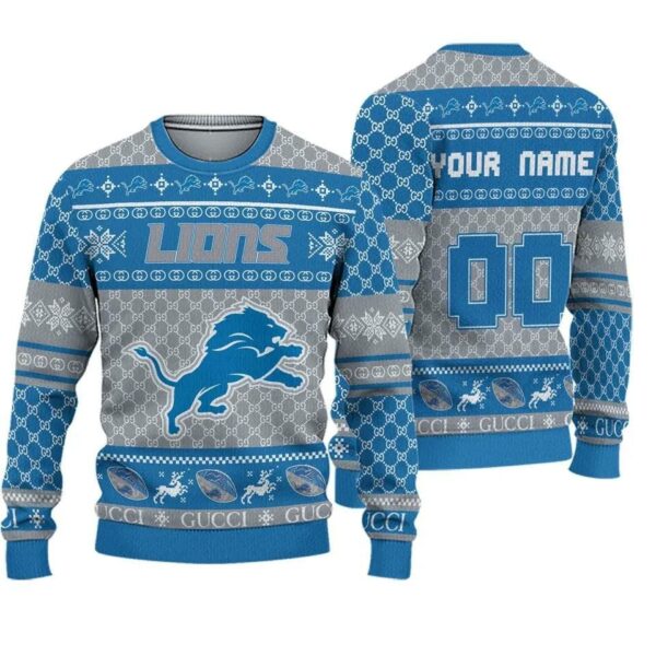 Personalized Detroit Lions Ugly Christmas Sweater