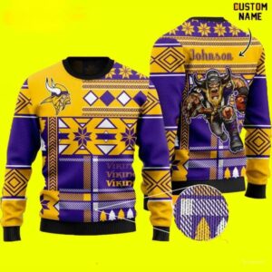 Personalized Name Minnesota Vikings Ugly Christmas Sweater