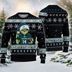 Philadelphia Eagles Grinch Custom Ugly Christmas Sweater