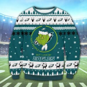 Philadelphia Eagles Grinch Smile Ugly Christmas Sweater