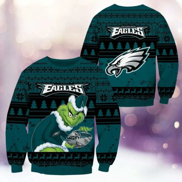 Philadelphia Eagles Grinch Stolen Ugly Christmas Sweater