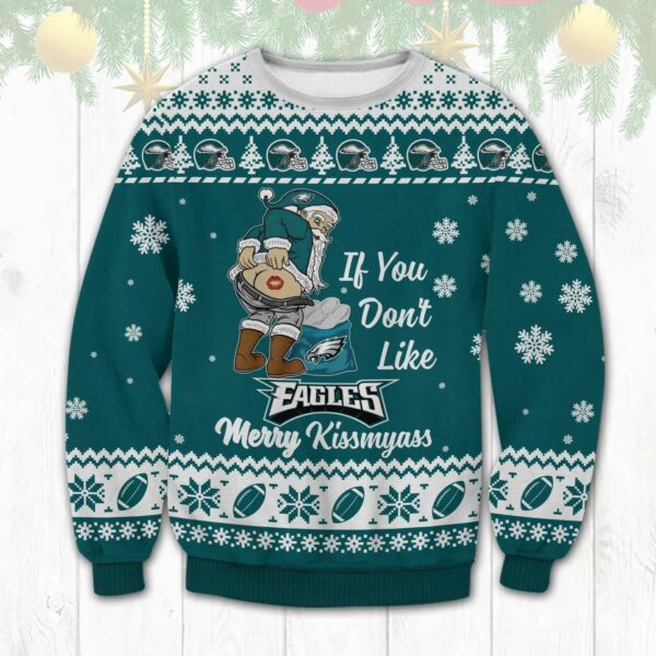 Philadelphia Eagles Santa Kissmyass Ugly Christmas Sweater