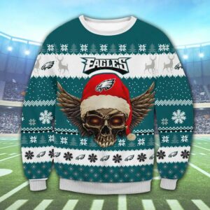 Philadelphia Eagles Skull Ugly Christmas Sweater