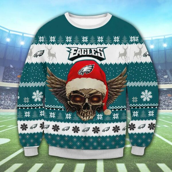 Philadelphia Eagles Skull Ugly Christmas Sweater