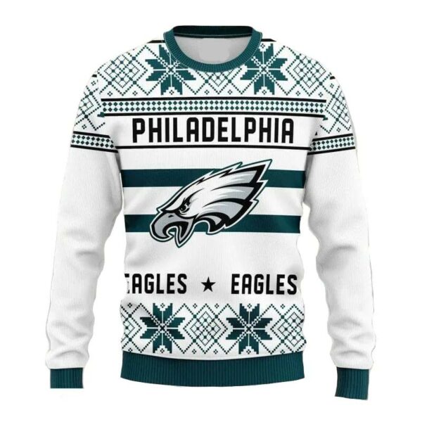 Philadelphia Eagles Sweatshirt Christmas Snowflakes Philadelphia Eagles Sweatshirt White Teal Unisex Adults Philadelphia Eagles Ugly Sweater 1.jpg