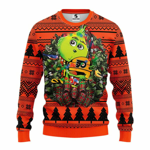 Philadelphia Flyers Grinch Hug Ugly Christmas Sweater 1.jpeg