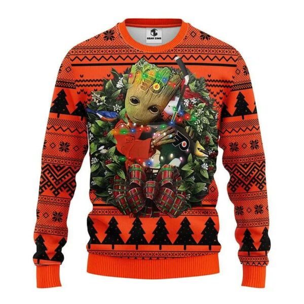 Philadelphia Flyers Groot Hug Ugly Christmas Sweater