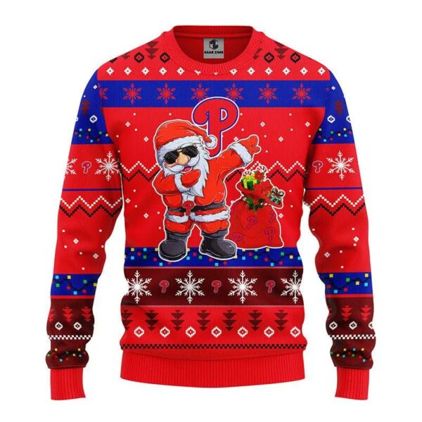 Philadelphia Phillies Dabbing Santa Claus Ugly Christmas Sweater