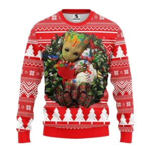 Philadelphia Phillies Groot Hug Ugly Christmas Sweater