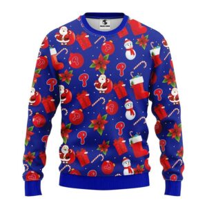 Philadelphia Phillies Santa Claus Snowman Ugly Christmas Sweater