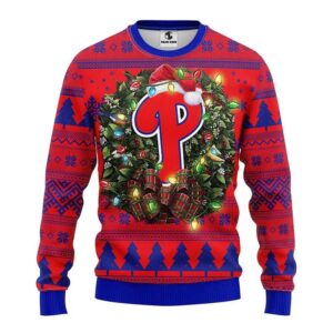 Philadelphia Phillies Santa Hat Ugly Christmas Sweater