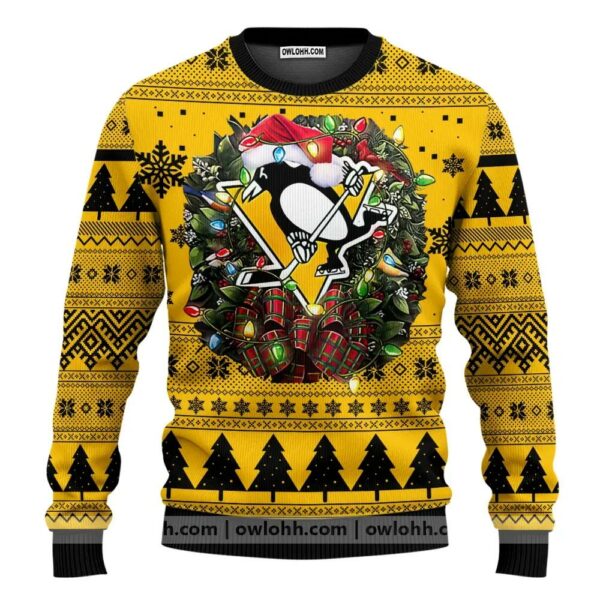 Pittsburgh Penguins Santa Hat Ugly Christmas Sweater