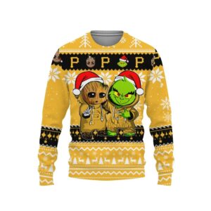 Pittsburgh Pirates Baby Groot And Grinch Best FriendsUgly Christmas Sweater