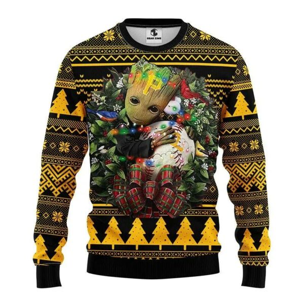 Pittsburgh Pirates Groot Hug Ugly Christmas Sweater