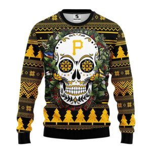 Pittsburgh Pirates Skull Flower Ugly Christmas Sweater