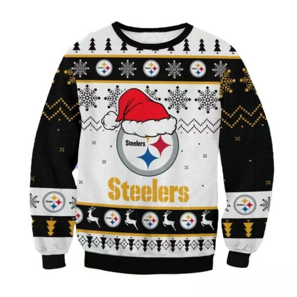 Pittsburgh Steelers Big Logo Santa Hat Nfl Ugly Christmas Sweater