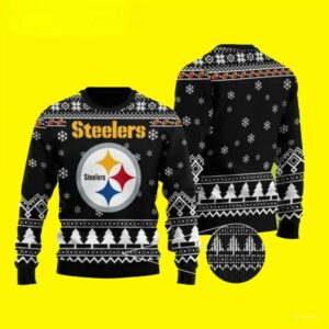 Pittsburgh Steelers Black White Ugly Christmas Sweater