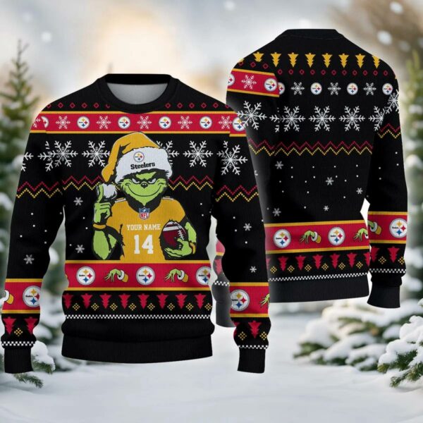 Pittsburgh Steelers Grinch Custom Ugly Christmas Sweater