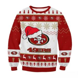 San Francisco 49ers Big Logo Santa Hat Nfl Ugly Christmas Sweater