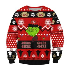 San Francisco 49ers Grinch Cunningly Smile Nfl Ugly Christmas Sweater