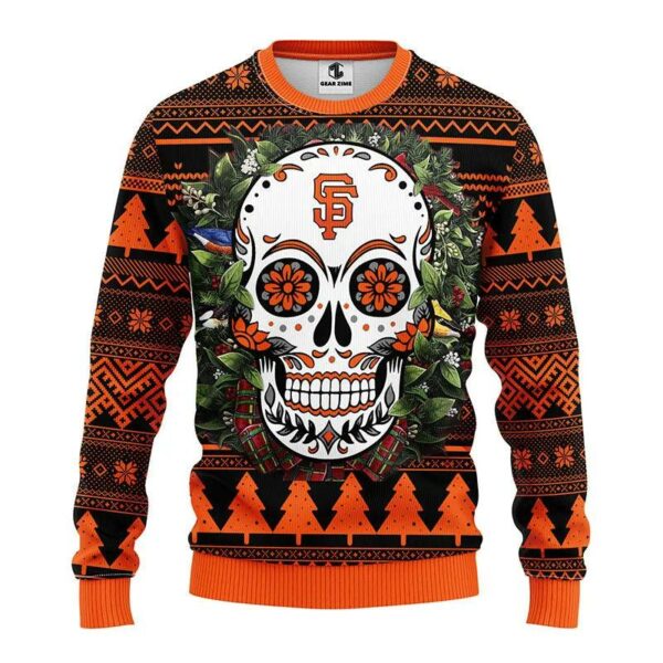 San Francisco Giants Skull Flower Ugly Christmas Sweater