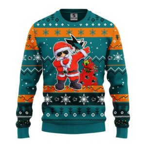 San Jose Sharks Dabbing Santa Claus Ugly Christmas Sweater