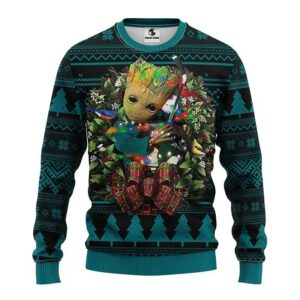 San Jose Sharks Groot Hug Ugly Christmas Sweater