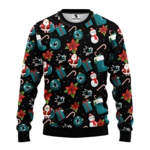 San Jose Sharks Santa Claus Snowman Ugly Christmas Sweater