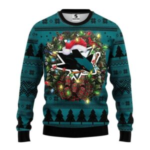 San Jose Sharks Santa Hat Ugly Christmas Sweater