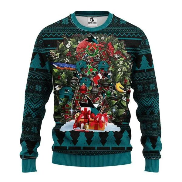 San Jose Sharks Tree Christmas Ugly Sweater