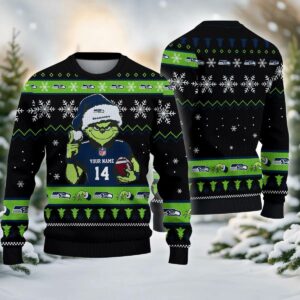 Seattle Seahawks Grinch Custom Ugly Christmas Sweater