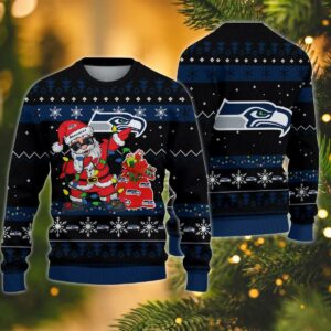 Seattle Seahawks Santa Claus Dabbing Ugly Christmas Sweater