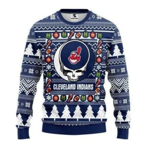 Skull Cleveland Indians Christmas Ugly Sweater