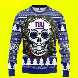 Skull Flower New York Giants Ugly Christmas Sweater