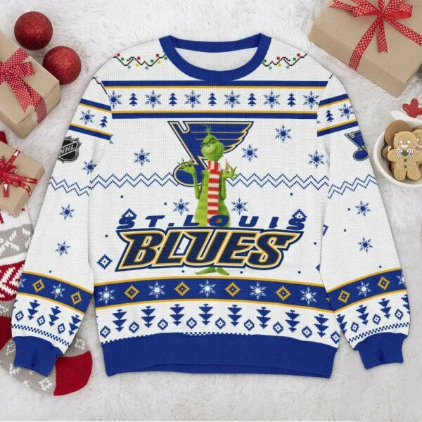 St. Louis Blues NHL Grinch Ugly Christmas Sweater