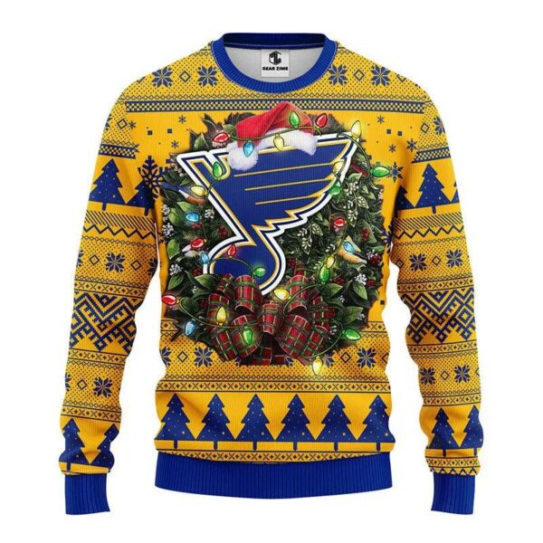 St. Louis Blues Santa Hat Ugly Christmas Sweater