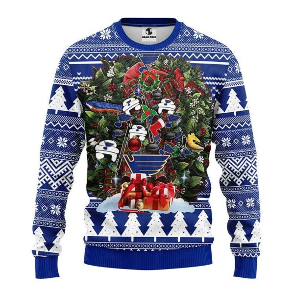 St. Louis Blues Tree Christmas Ugly Sweater