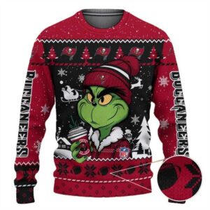 Tampa Bay Buccaneers The Grinch Drink Coffee Ugly Christmas Sweater