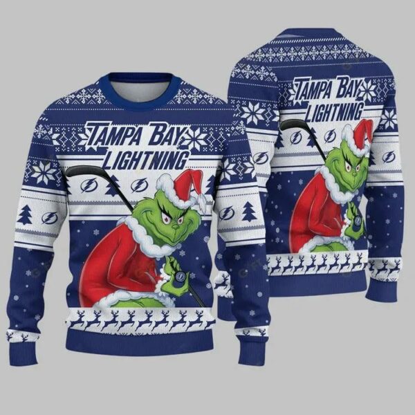 Tampa Bay Lightning Grinch Stolen Ugly Christmas Sweater