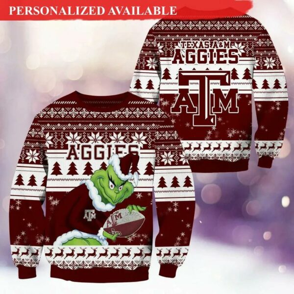 Texas A&M Aggies Grin Football Christmas Ugly Christmas Sweater