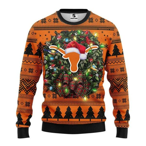 Texas Longhorns Santa Hat Ugly Christmas Sweater